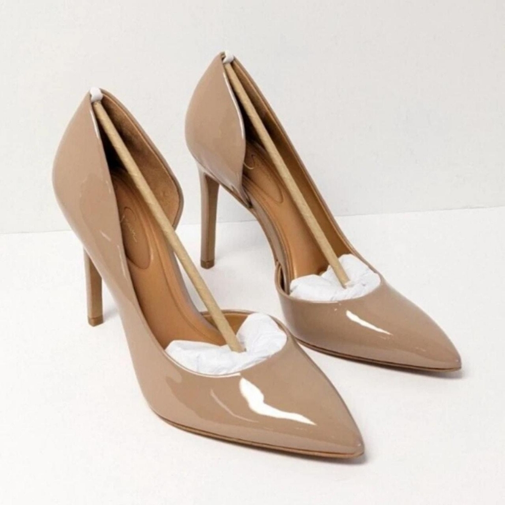 Jessica Simpson Women's Tan Patent Leather Pointed-Toe Stiletto Heels